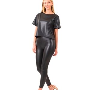 Black Set Zenana Outfitters black liquid top and pant XL women's sexy two piece